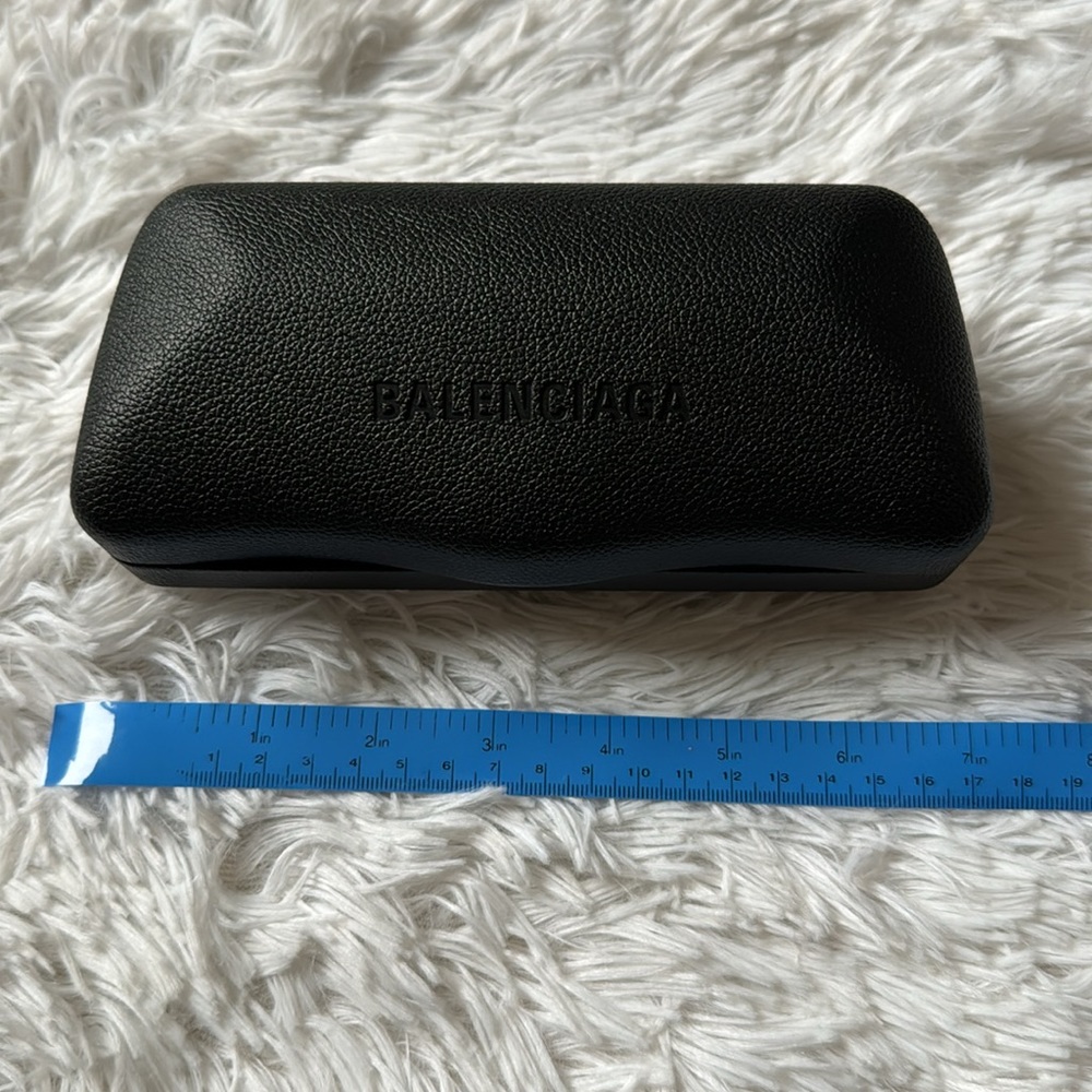 BALENCIAGA EXTRA LARGE BLACK LEATHER SUNGLASSES CASE WITH DRAWSTRING POUCH NEW - Picture 12 of 14